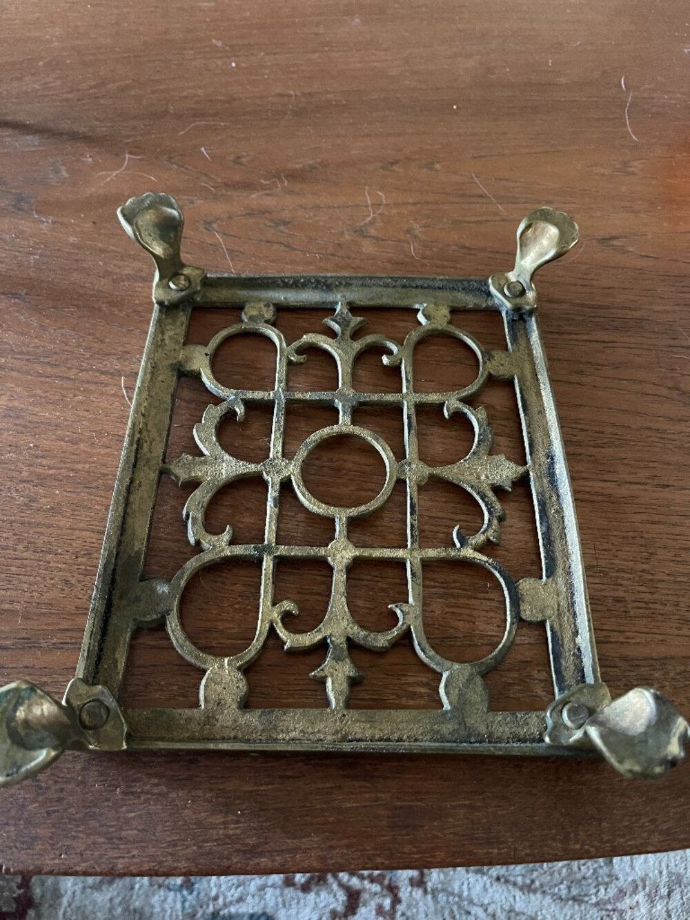 Antique English 1818 Brass Claw Footed Trivet - Picture 2 of 5